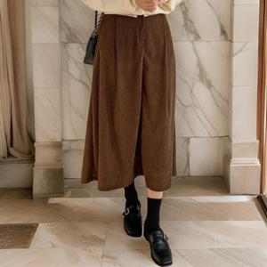 [다잇템]여자 골덴 후레아 백밴딩 핀턱 롱스커트