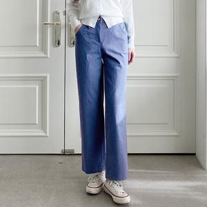 샵앤) 봄신상 국산 여성 뒷밴딩 일자핏 3컬러 면 팬츠 PRO-WPT-4182-블루