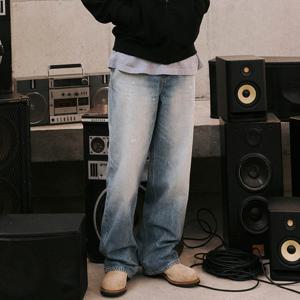 [버커루]남성 와이드핏 L톤 페인팅 데님 팬츠 B252DP064P