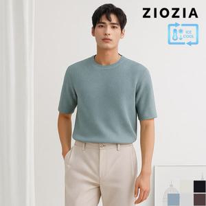 [지오지아] 변형 조직 크루넥 반팔 스웨터 (ABD2ER1103)