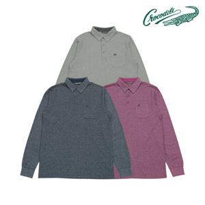 [크로커다일] 투톤 솔리드 베이직 PK 긴팔 카라티 CDAA4TS9411-1