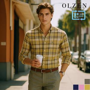 [올젠] 쿨 컴포트 린넨 체크 셔츠 (ZOD2WC1302)