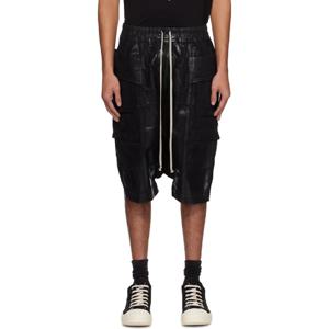 25 FW 릭오웬스 남성 블랙 할리우드 크리치 카고 포드 데님 쇼츠 251126M193011