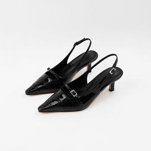 [신난다슈]여성 슬링백힐 6cm 메리제인 스틸레토 슬링백 구두 펌프스힐 AG257807 블랙