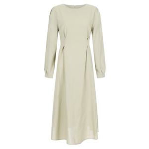 샵앤) 여성 데이트록 셔링 뒷리본 편안한 면 롱 원피스 NARU-WDR-20353-베이지