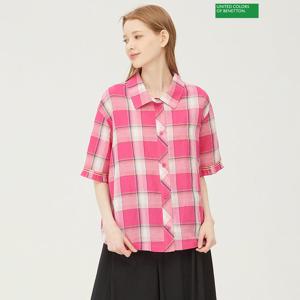 베네통 판다 체크 블라우스 BABL56431