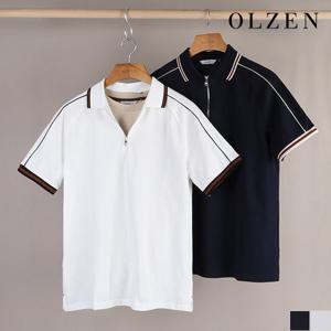 [올젠] 스포티 반집업 반팔 카라 티셔츠 (ZOD2TT1310)