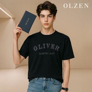 [올젠] 남녀공용 올리버 캠퍼스 그래픽 반팔 티셔츠 (ZMD2TR1901_A)