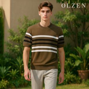 [올젠] 스트라이프 반팔 니트 (ZOD2ER1312)