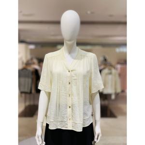 더레노마 핀턱 V넥 반팔 블라우스 (R1F21WBL060 C)