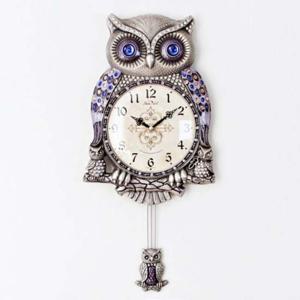 (정품) 재물 부엉이 추 벽시계(대) 실버