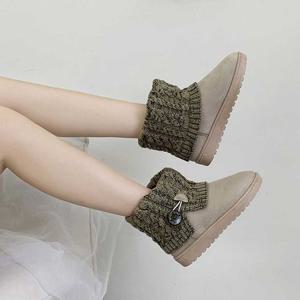 겨울 신발 여성 니트 털부츠 따듯한 스웨이드 앵클