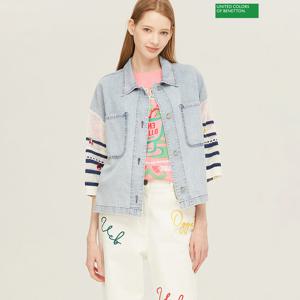 베네통 니트 소매 데님 블라우스 BABLA2531