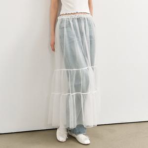 WOMAN 시어 레이어드 롱스커트 [WHITE] / WBE2L13516