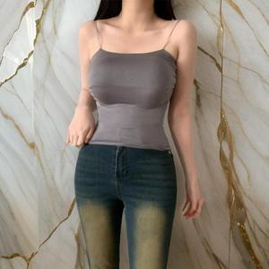 [다잇템]여자 슬림핏 캡나시 비침 글램룩 티셔츠