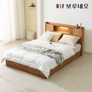 보루네오하우스 프라임 티엔 LED 원목 수납 퀸사이즈 침대+본넬