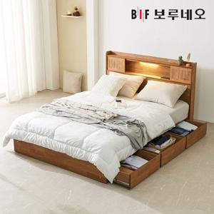 보루네오하우스 프라임 티엔 LED 원목 수납 퀸사이즈 침대 Q