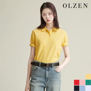 [올젠 여성] 베이직 와플 면 카라 티셔츠 (ZLD2TT2101)