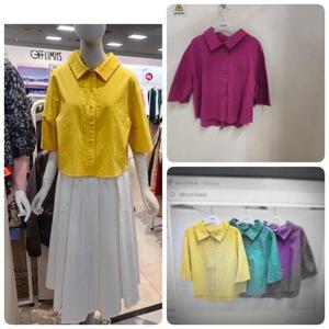 오프리미츠 HC26 로맨틱무드 력셔리카라넥린넨다양하게레이어드오버핏반팔셔츠형재킷 M25jk1602