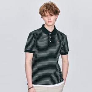 헤지스남성 인터록 스트라이프 반팔 카라 티셔츠 HZTS5B435E3