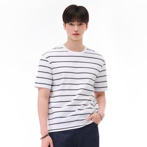 공용 스트라이프 반팔 티셔츠-EBZU5804C01