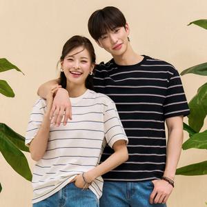 공용 스트라이프 반팔 티셔츠-EBZU5804C03