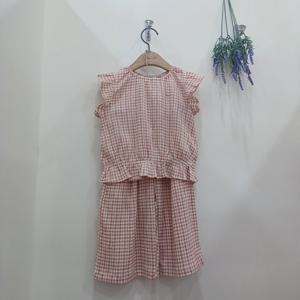 [치크]체크 주름지 티6부 와이드팬츠 CKRT2531G