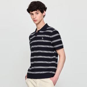 헤지스남성 스트라이프 슬릿넥 반팔 티셔츠 HZTS5B407N2