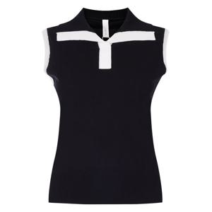 샵앤) 여성 프리미엄 골프 배색 카라넥 레이어드 민소매 니트 조끼 LB-WVS-20571-블랙