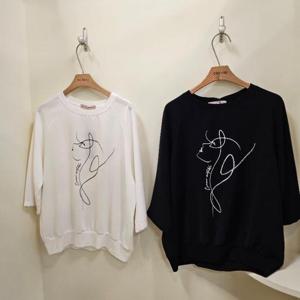 스테파니 HC07 여인 흩날림 웨이브 칠부티셔츠 A25TS5224