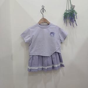 [치크]언발 크롭티+플리츠 치마세트 CKRT2544G01