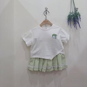 [치크]언발 크롭티 +플리츠 치마 세트 CKRT2544G