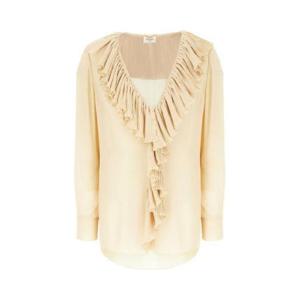 생로랑 러플 디테일 실크 블라우스 1978061