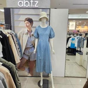Ab.f.z DP01 핀턱벨티드볼륨소매데님원피스 AFZ2HO33