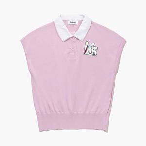 [르꼬끄골프] 여성 우븐 카라 슬리브리스 스웨터 (GQ122LKP36)