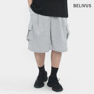 남성 버뮤다 팬츠 와이드 카고 스웨트 반바지 BWS084