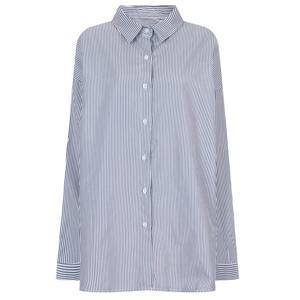 샵앤) 여성 카라넥 스트라이프 빅사이즈 오버핏 레이어드 남방 셔츠 NTT-WBL-20578-네이비