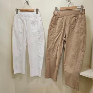 스테파니 HC07 아쿠아 린넨 면  8부  배기 팬츠 A25PT5214