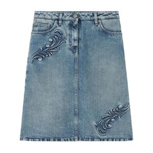 베르사체 바로코 데님 A라인 미디 스커트 10195911A14195