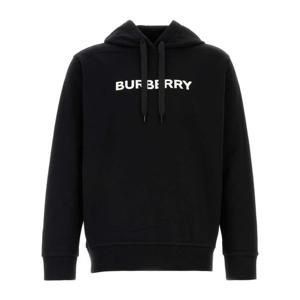 버버리 블랙 코튼 드로우스트링 후드티 8096363 A1189