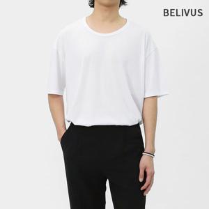 남성 라운드 무지 유넥 반팔티 BWT006