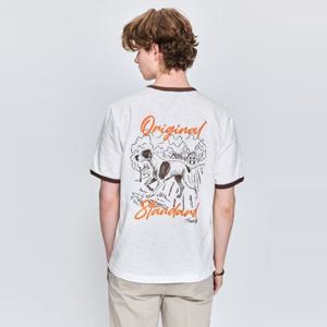 헤지스남성 컬러 배색 그래픽 링거 반팔 티셔츠 HZTS5B703WT