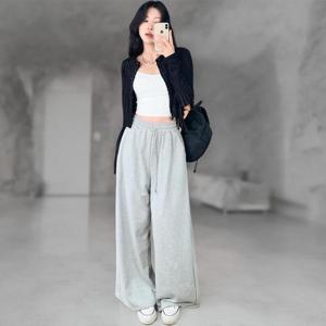 [다잇템]여자 고무줄 더블핀턱 레이온 넓은 팬츠