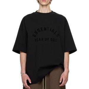 25 FW 피어오브갓 에센셜 시그니처 로고 본디드 코튼 반팔 티셔츠 블랙 125SU242000F