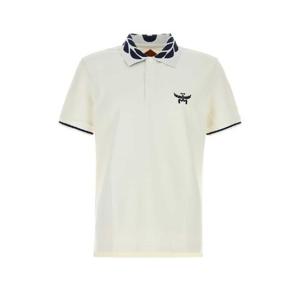 MCM White stretch piquet polo shirt MHTFSMM17 WO
