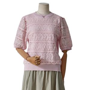 [포커스]차밍 레이스 반팔 니트_FM5D7KT0088