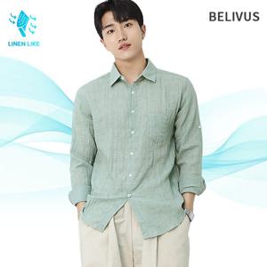남성 여름 린넨 셔츠 솔리드 긴팔 롤업 남방 BSD047