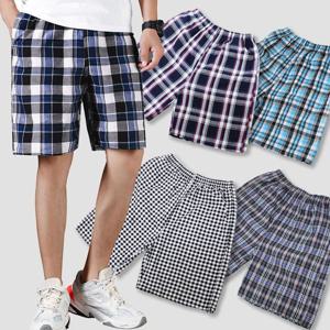 면 5부체크반바지 남여공용 밴딩팬츠 반바지 여름