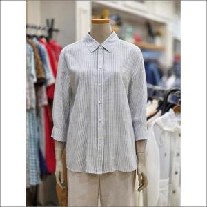 BCBG 세이브존02 스트라이프 셔츠형 블라우스 B5B5B491