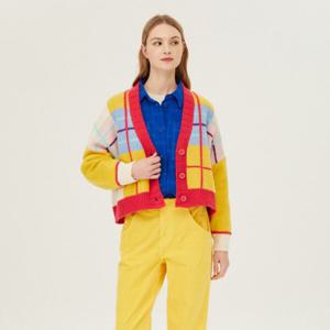 [베네통]멀티 체크 인타샤 니트 가디건_BAKC02411